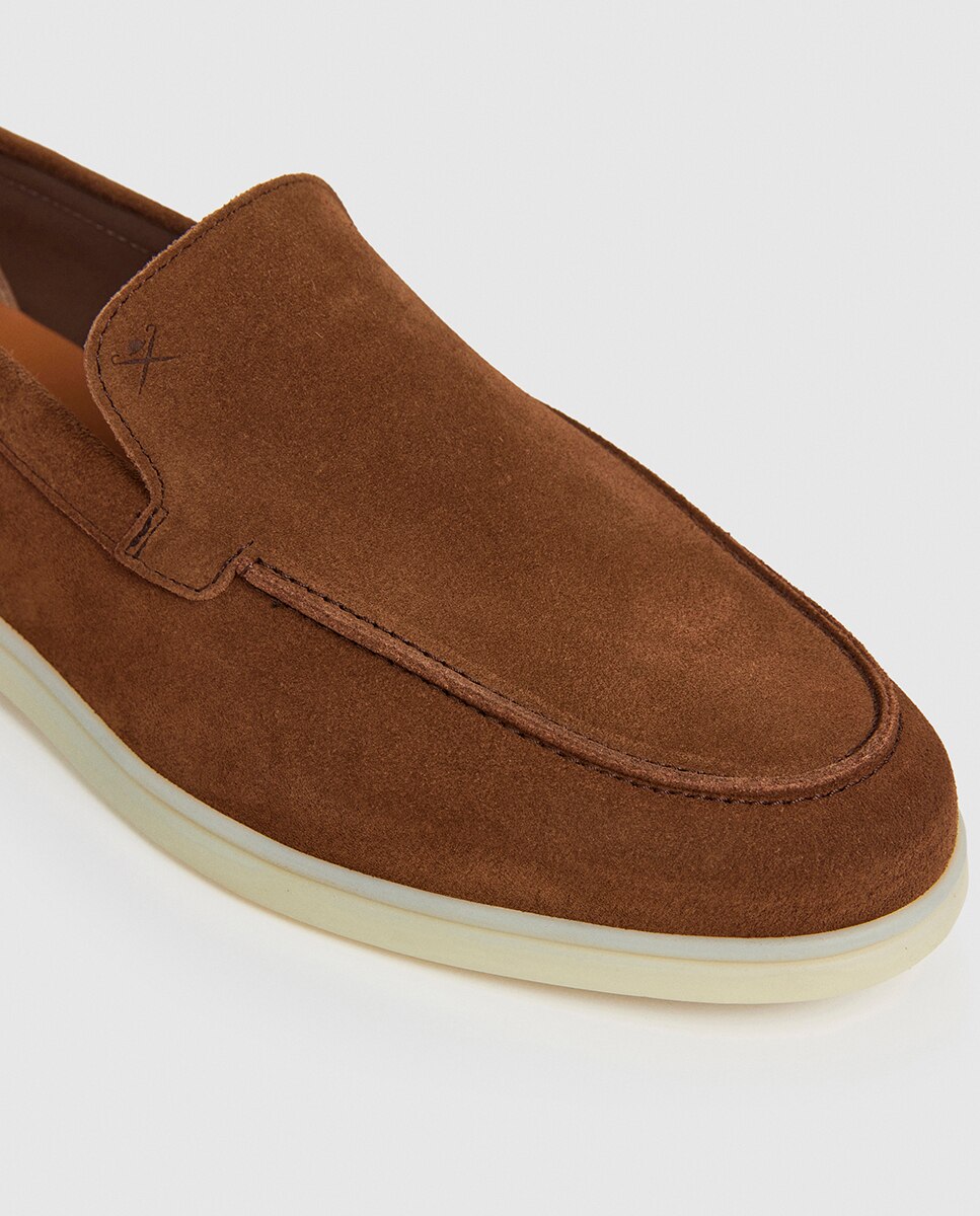 Mocassins de Camurça com Sola de Borracha Castanho-claro-5