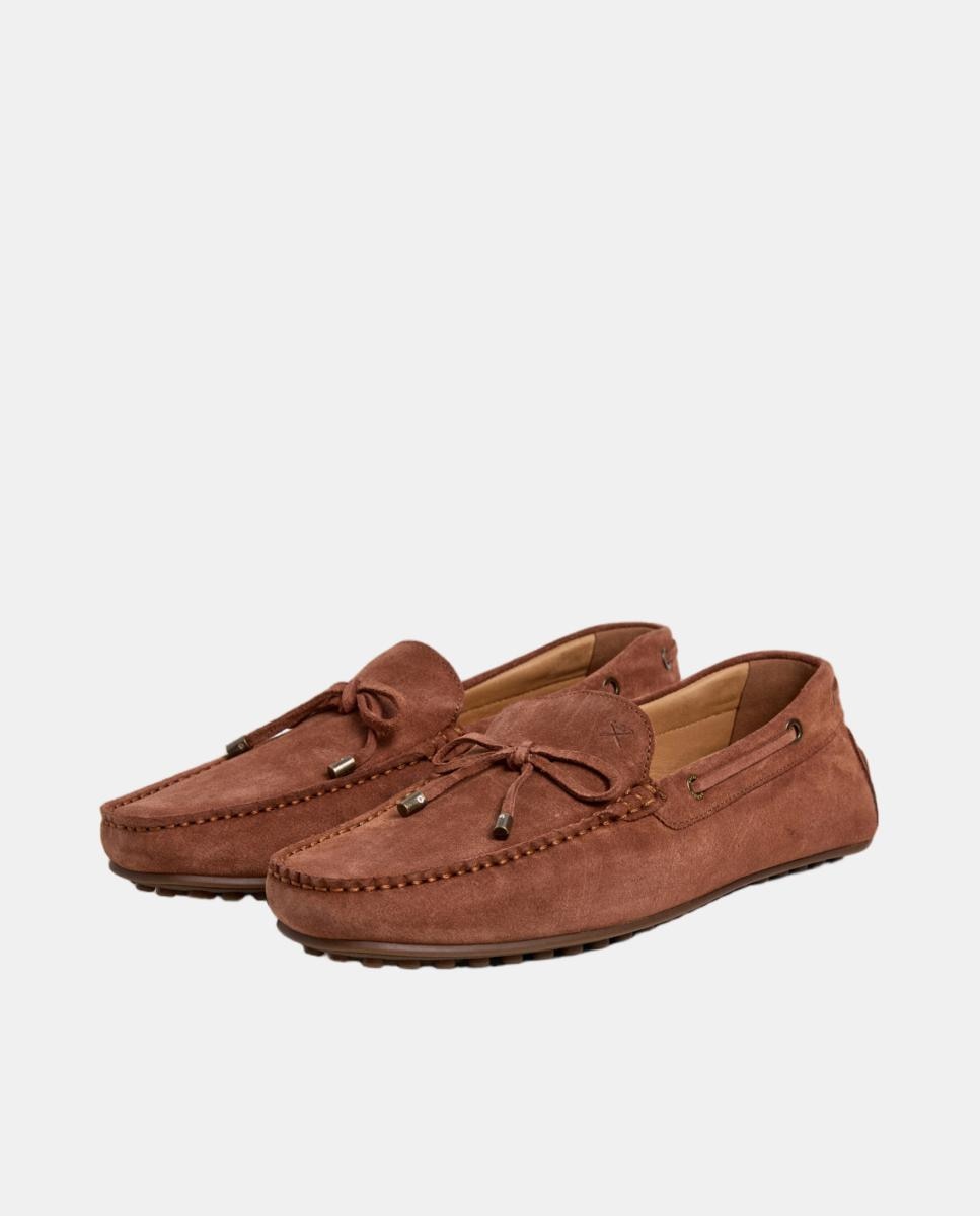 Mocassins de Camurça com Laço Castanho-5