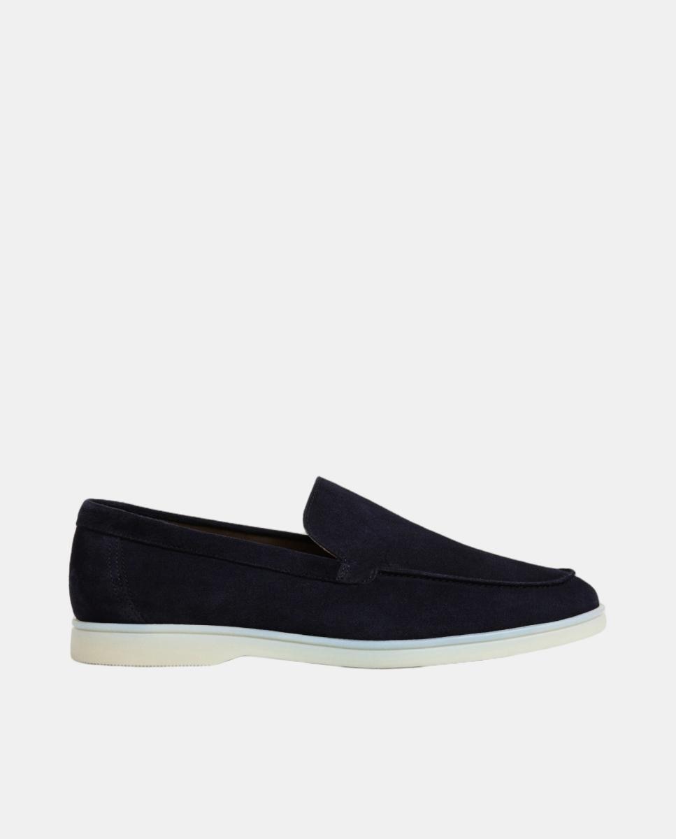 Mocasines de ante de hombre con suela de goma - Hackett - Azul marino Azul marino-1