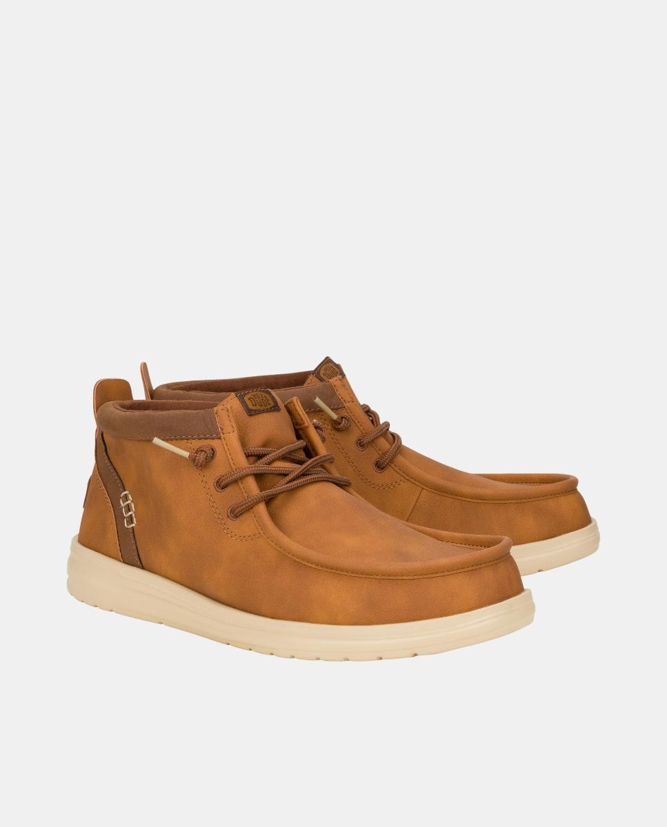 Botins de atacadores de homem antideslizcamurça Castanho-4