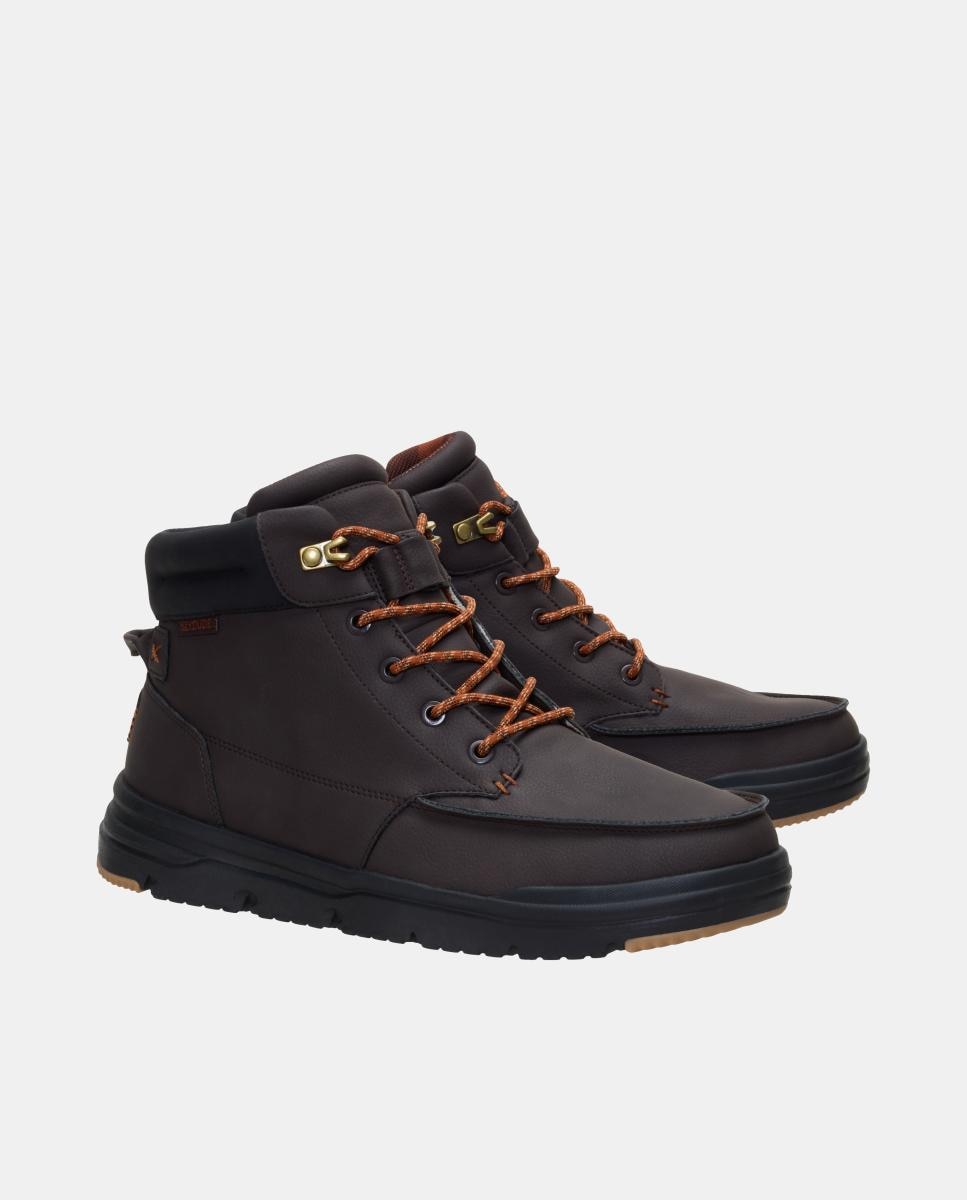 Botas de atacadores de homem impermeáveis Castanho-escuro-4