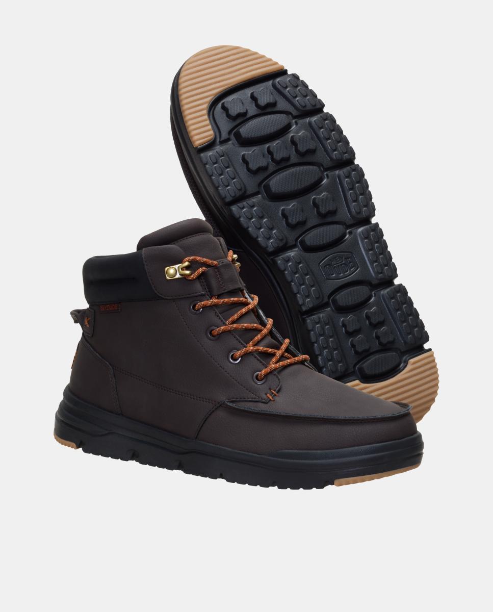 Botas de atacadores de homem impermeáveis Castanho-escuro-5