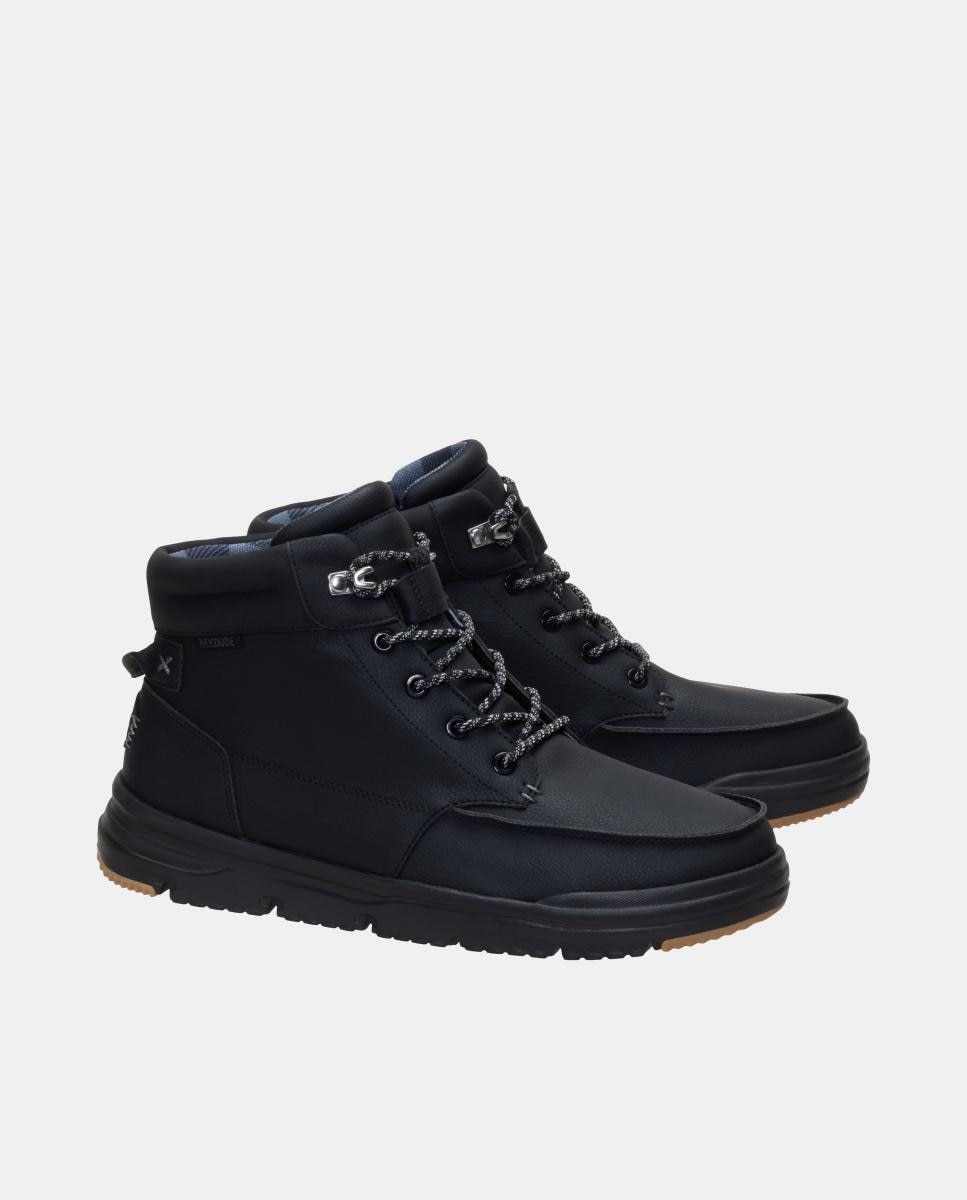 Botas de atacadores de homem impermeáveis Preto-4