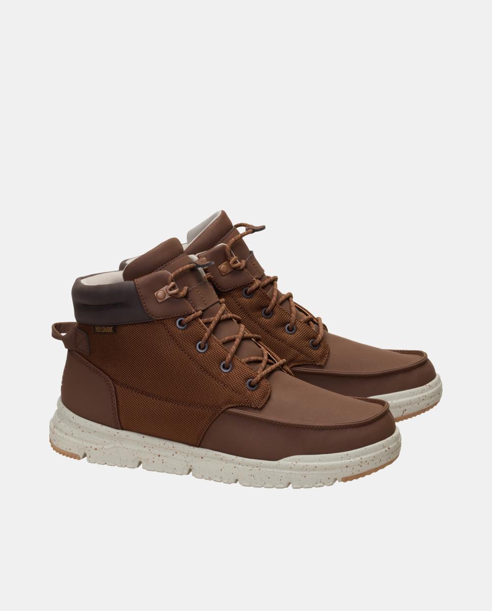 Botas de atacadores de homem em nylon Castanho-escuro-4