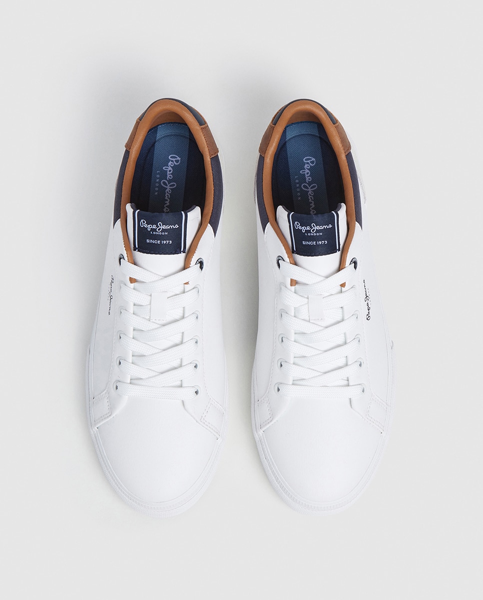 Zapatilla de corte bajo con suela vulcanizada y detalles en contraste de color. - Pepe Jeans - Blanco Blanco-3