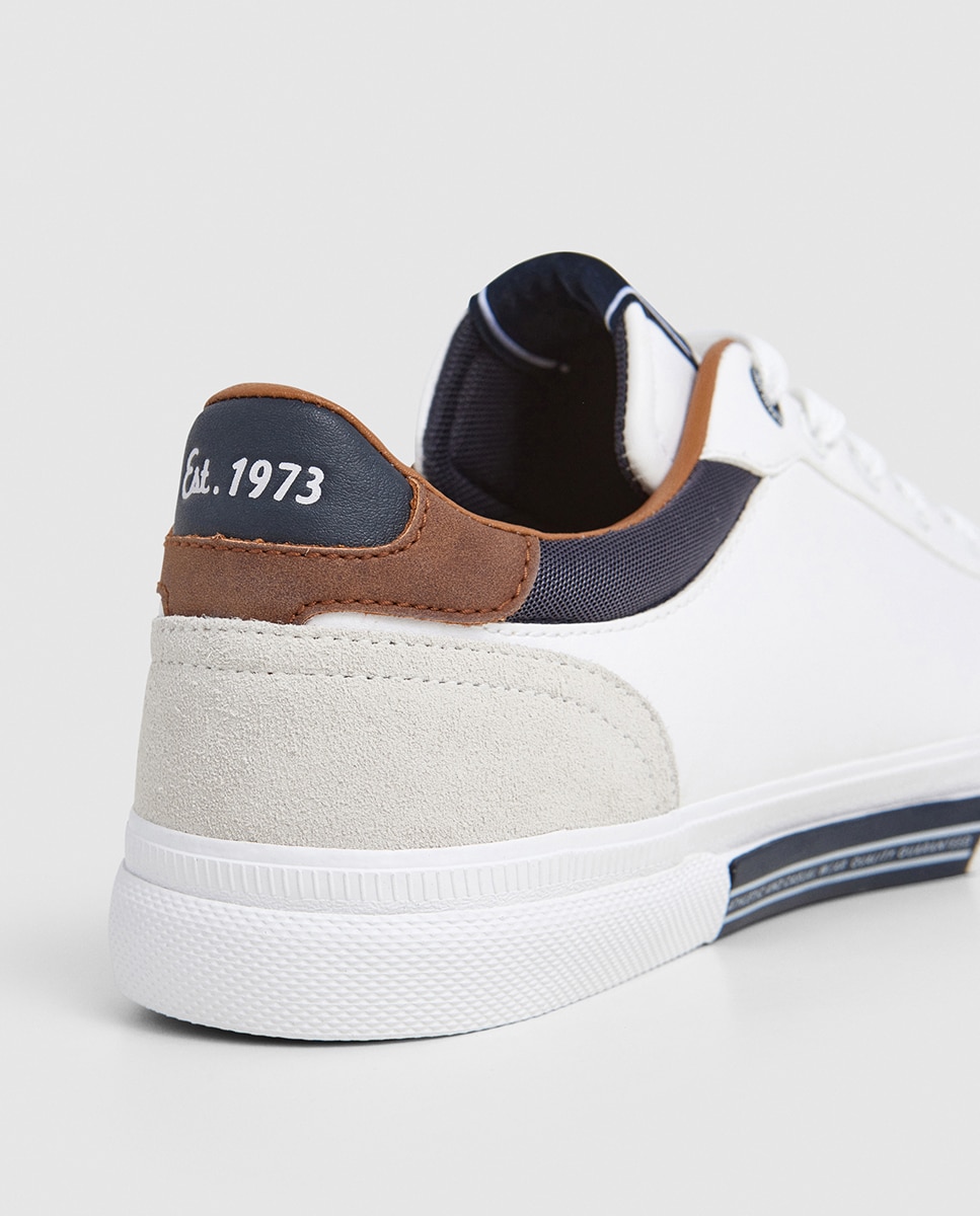 Zapatilla de corte bajo con suela vulcanizada y detalles en contraste de color. - Pepe Jeans - Blanco Blanco-4