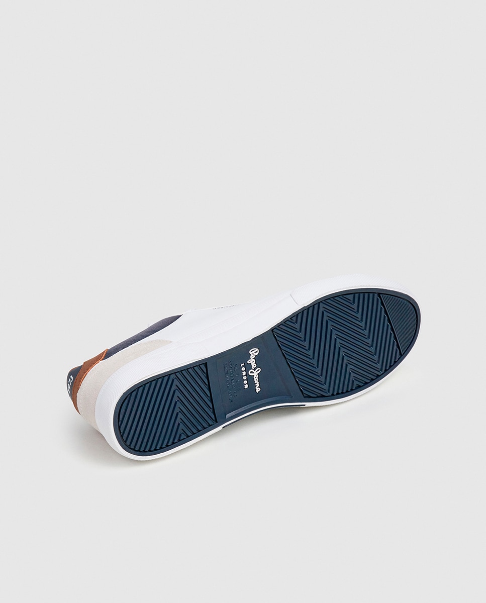 Zapatilla de corte bajo con suela vulcanizada y detalles en contraste de color. - Pepe Jeans - Blanco Blanco-7