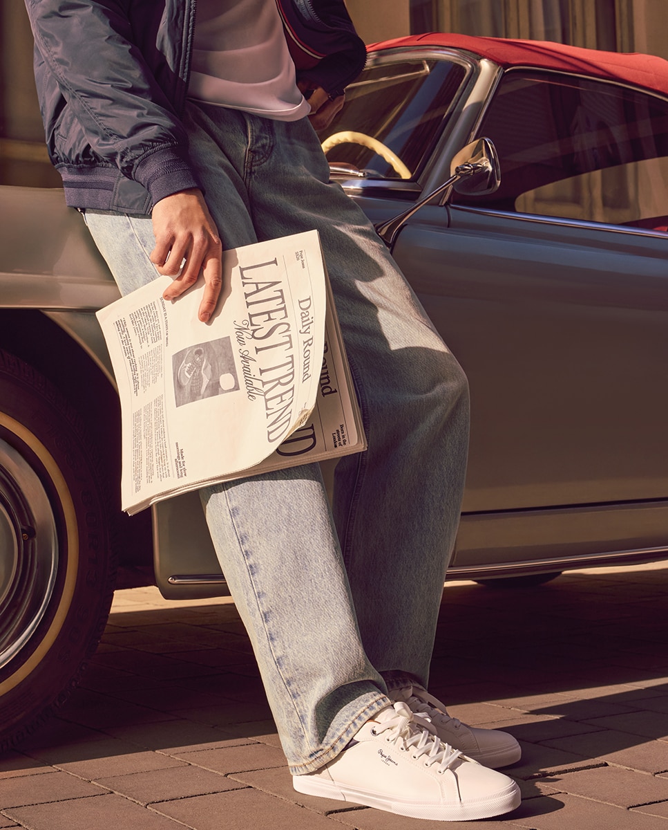 Zapatilla de corte bajo con suela vulcanizada y detalles en contraste de color. - Pepe Jeans - Blanco Blanco-11