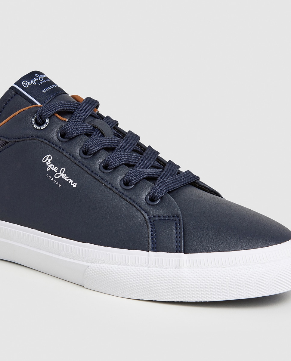Sapatilhas de Corte Baixo com Sola Vulcanizada e Detalhes em Contraste de Cor. Azul-marinho-5