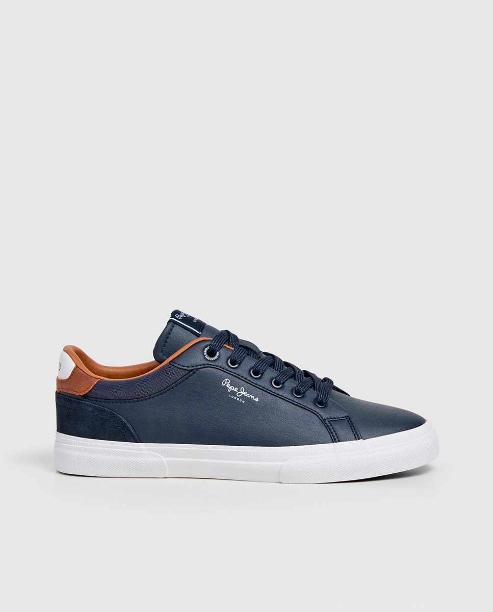 Sapatilhas de Corte Baixo com Sola Vulcanizada e Detalhes em Contraste de Cor. Azul-marinho-8