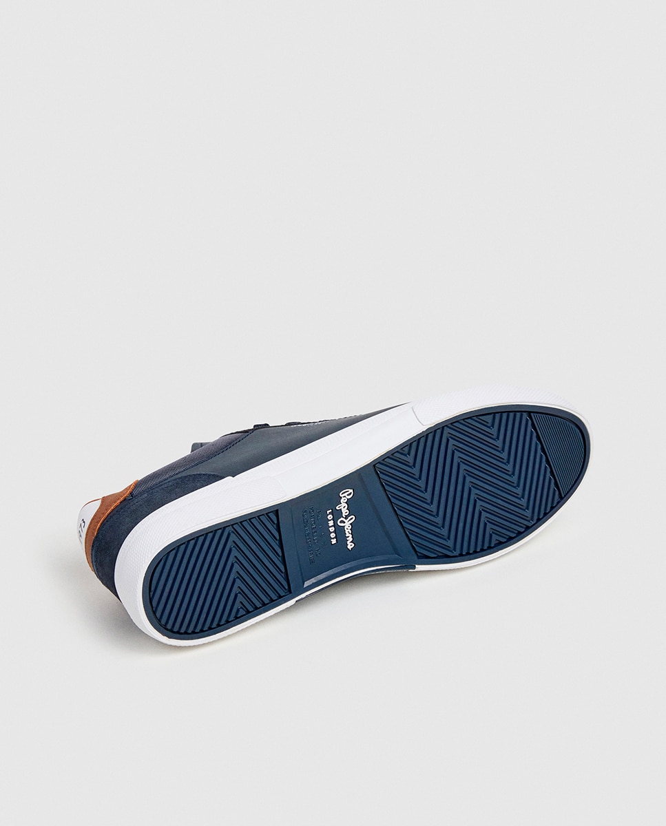 Sapatilhas de Corte Baixo com Sola Vulcanizada e Detalhes em Contraste de Cor. Azul-marinho-13