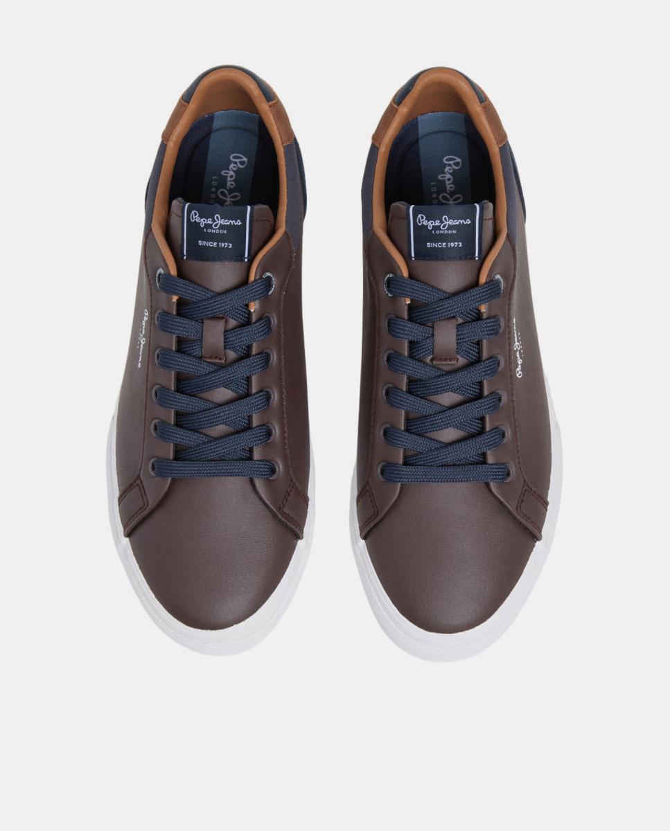 Sapatilhas Baixas Kenton com Logótipo Lateral Castanho-3