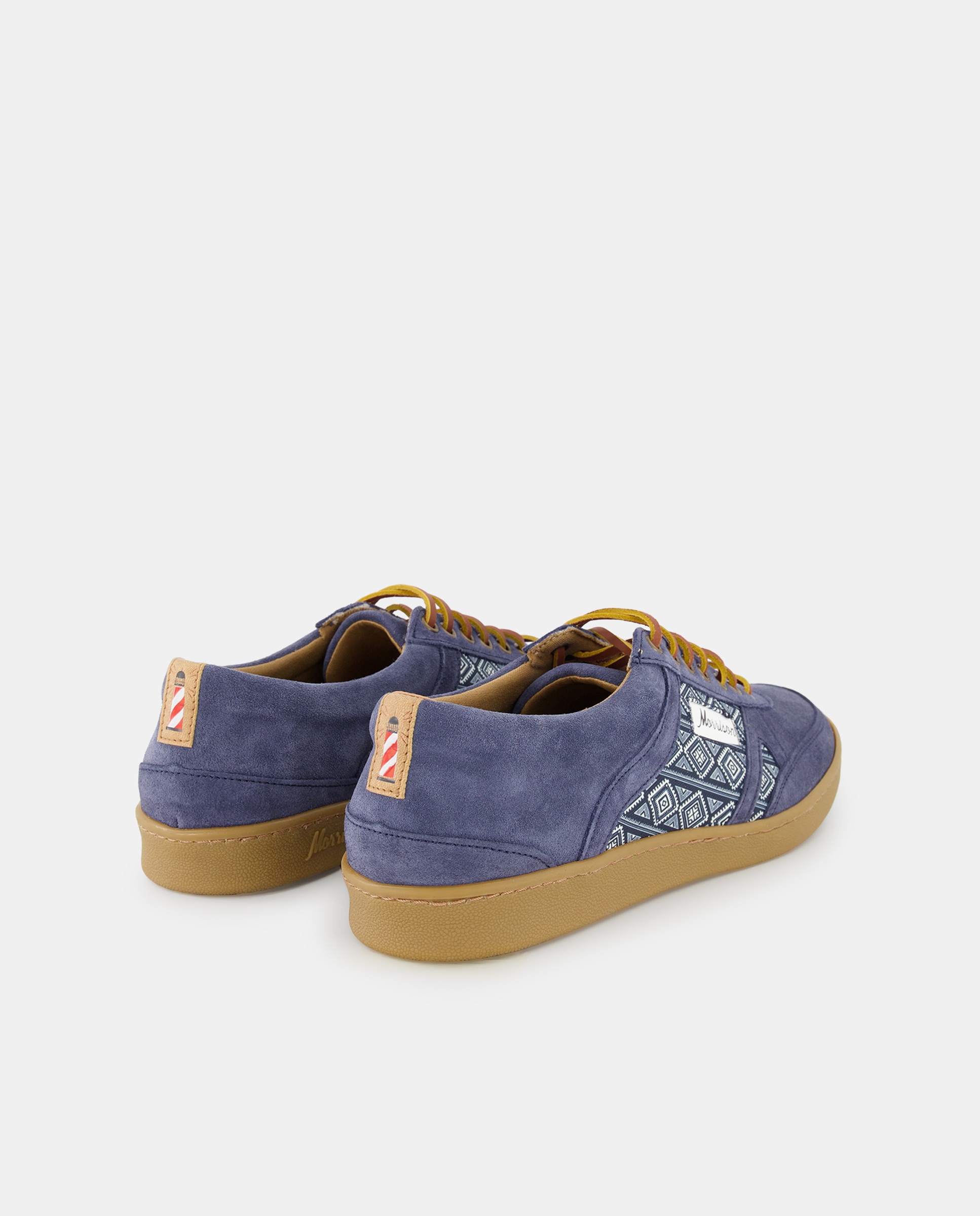 Sapatilhas Baixas Shelby com Estampado de Piqué, Atacadores de Pele e em Croute Azul-marinho-3