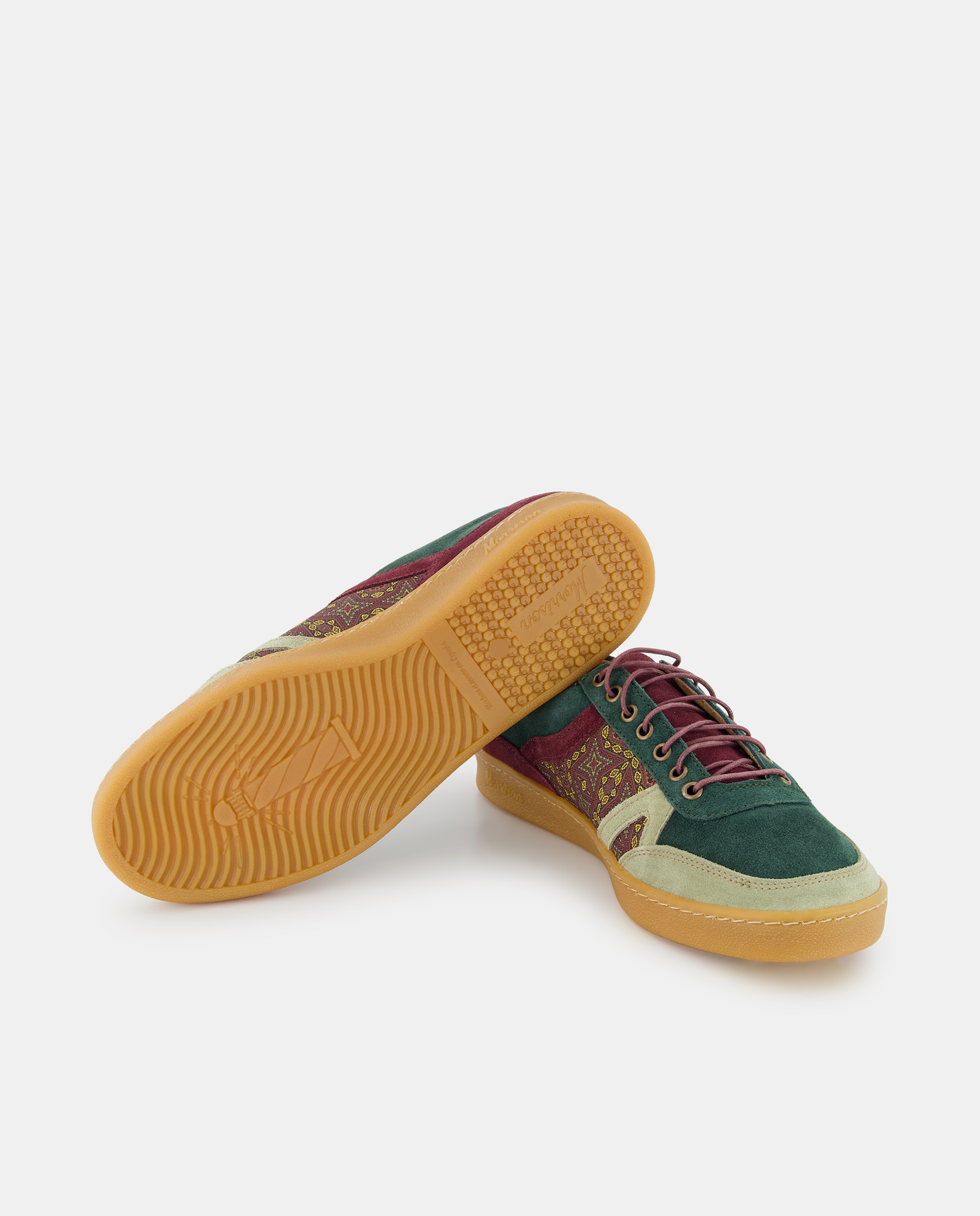 Sapatilhas Baixas Evergreen com Estampado e em Croute - Multicolor Verde-2