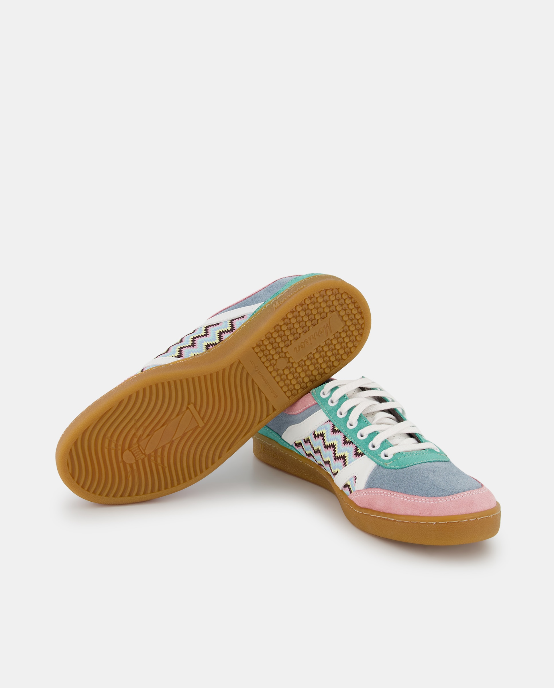 Sapatilhas Baixas Bel-Air com Estampado Vintage e em Croute Multicolor-2