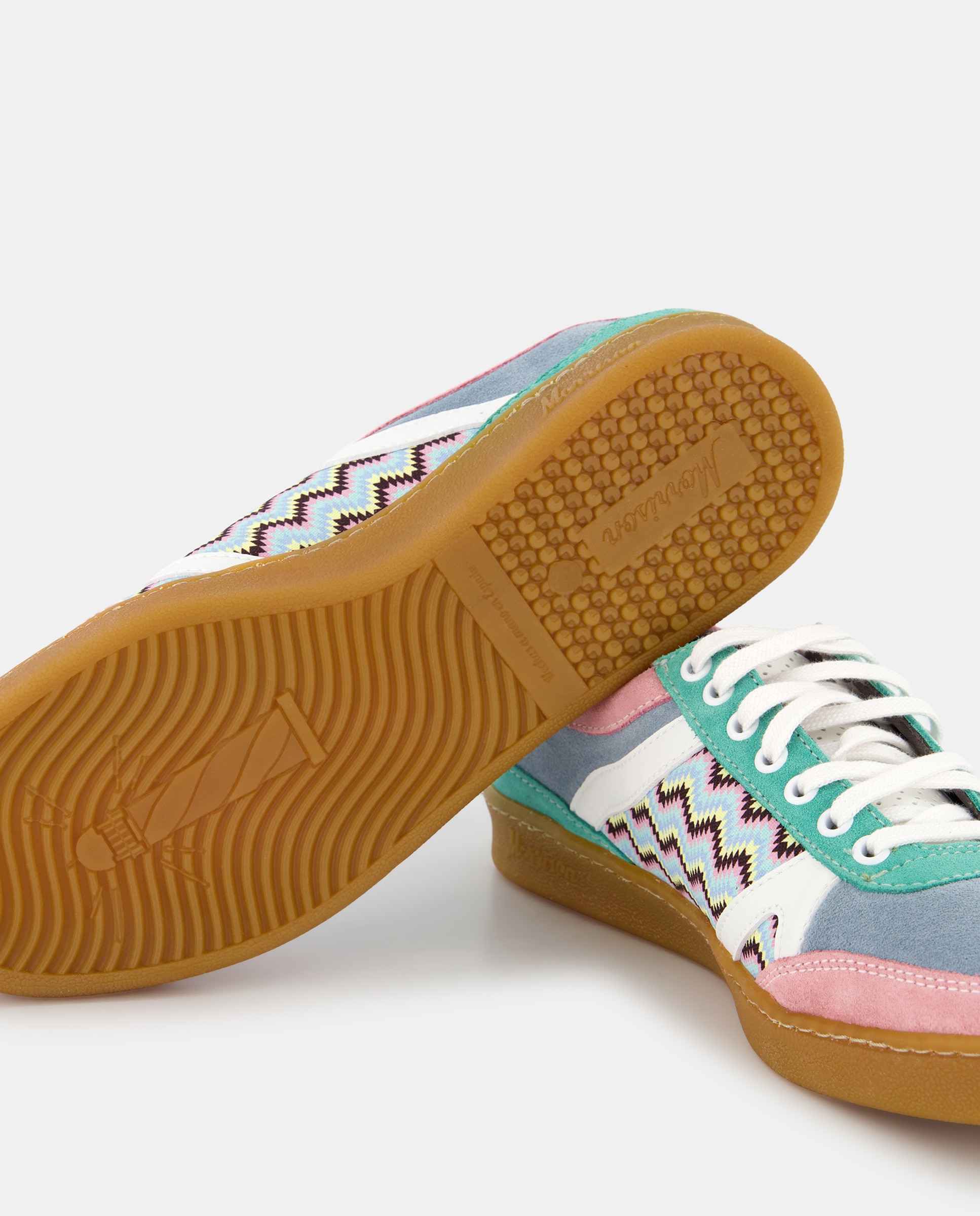 Sapatilhas Baixas Bel-Air com Estampado Vintage e em Croute Multicolor-5