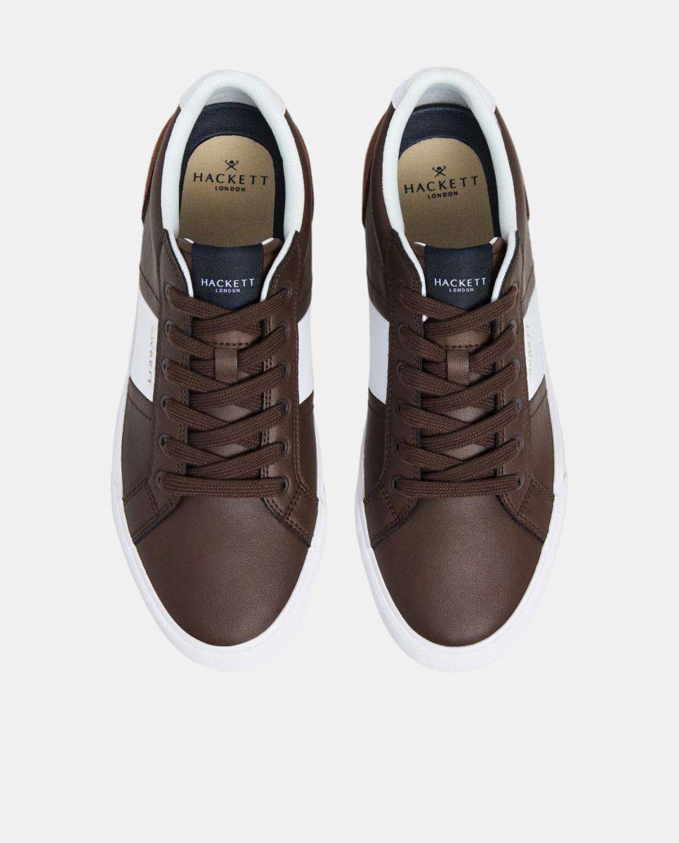 Zapatillas deportivas de hombre Blake Handle de cuero con cordones. - Hackett - Marrón oscuro Marrón oscuro-2