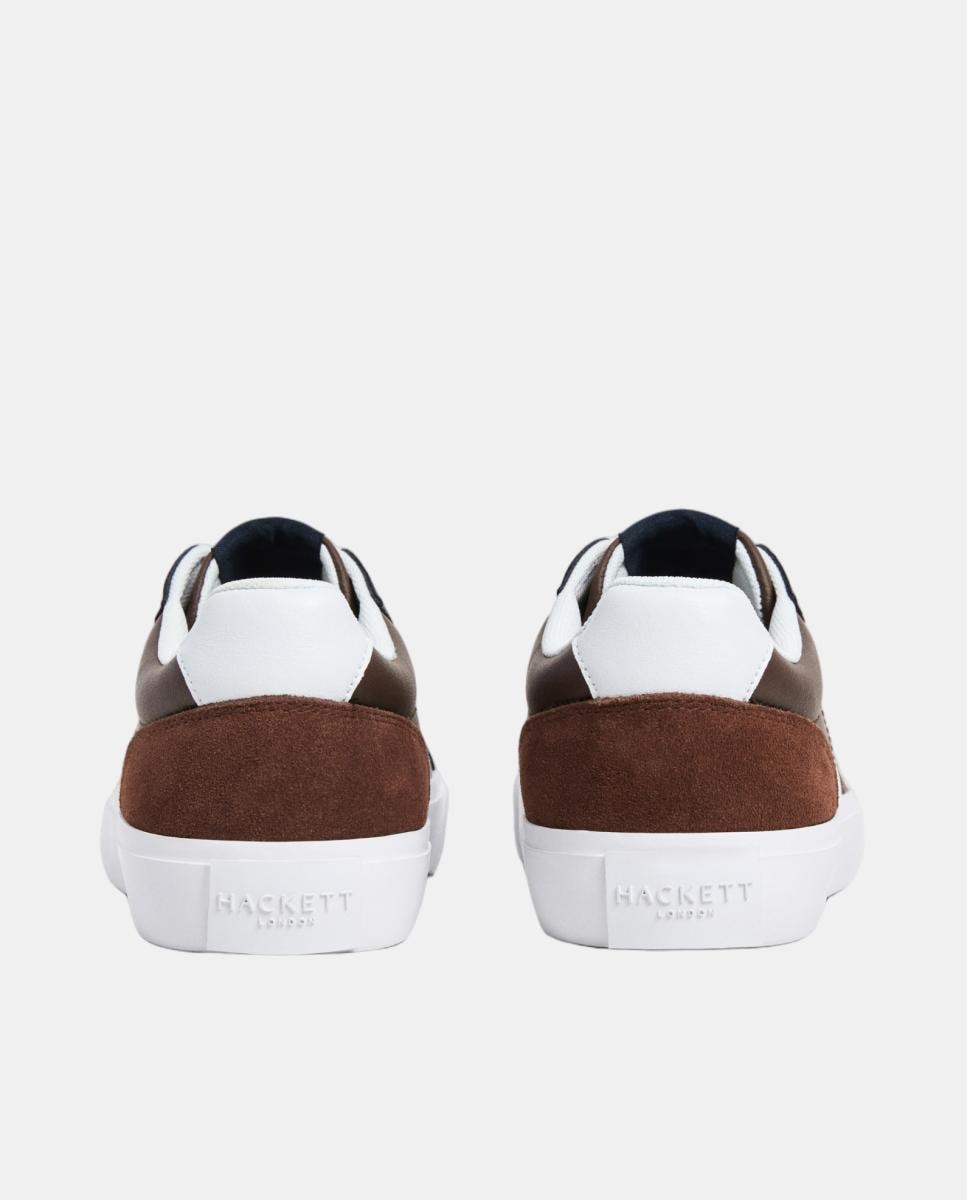 Zapatillas deportivas de hombre Blake Handle de cuero con cordones. - Hackett - Marrón oscuro Marrón oscuro-4