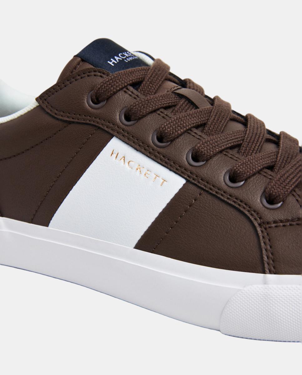 Zapatillas deportivas de hombre Blake Handle de cuero con cordones. - Hackett - Marrón oscuro Marrón oscuro-5