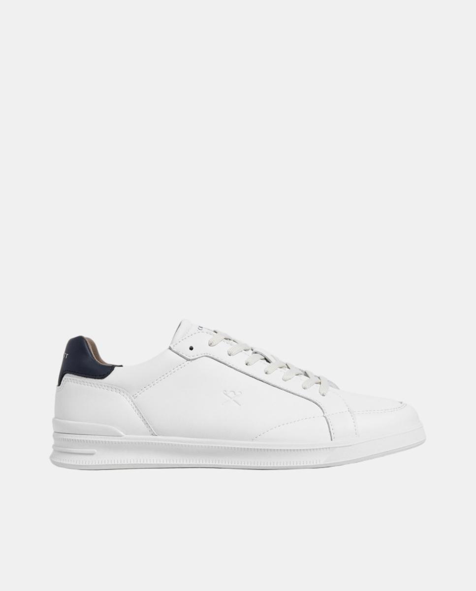 Imagen 0 de Zapatillas deportivas de hombre  de cuero y ante cierre de cordones. Blanco