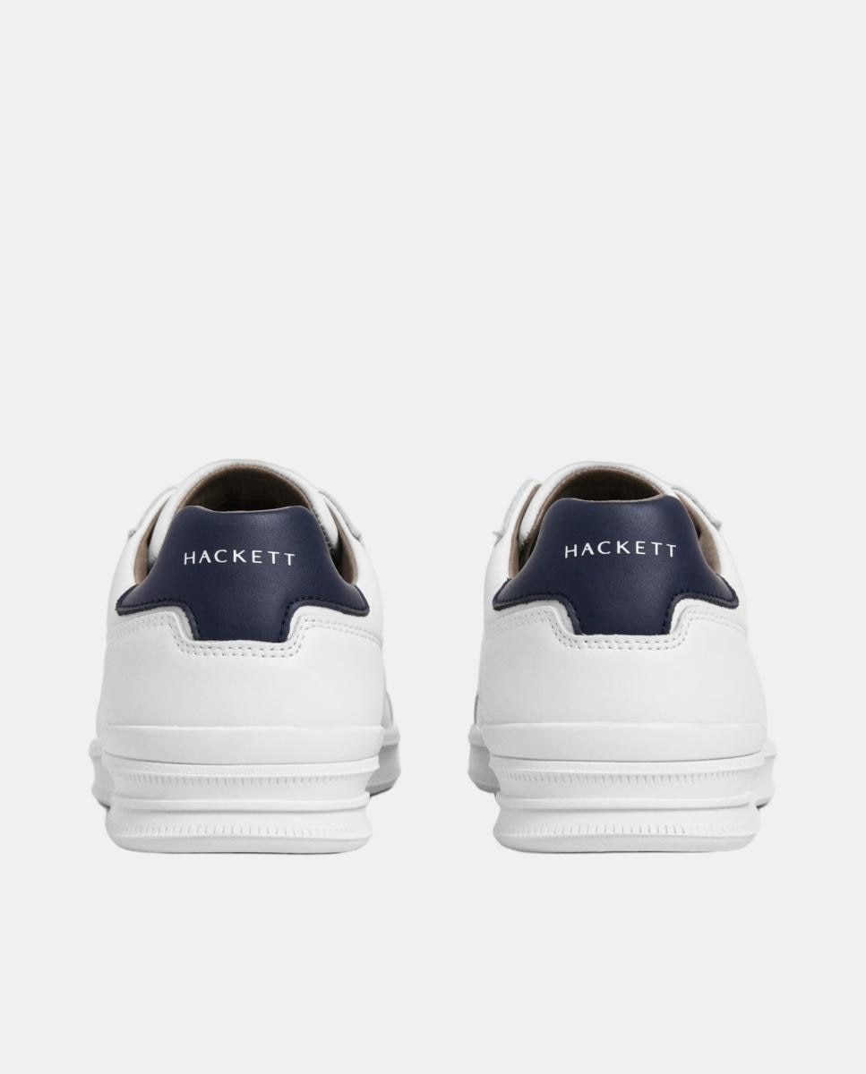 Zapatillas deportivas de hombre de cuero y ante cierre de cordones. - Hackett - Blanco Blanco-4