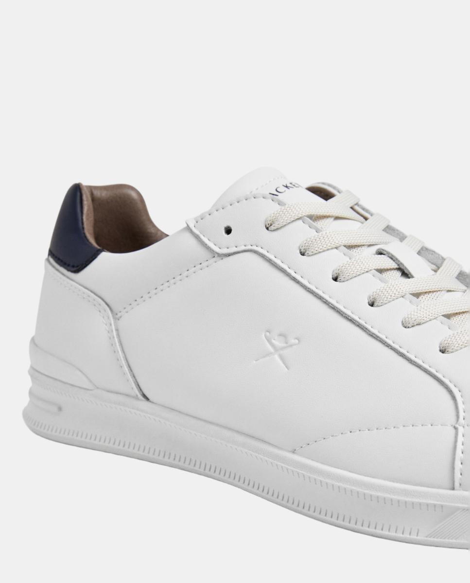 Zapatillas deportivas de hombre de cuero y ante cierre de cordones. - Hackett - Blanco Blanco-5