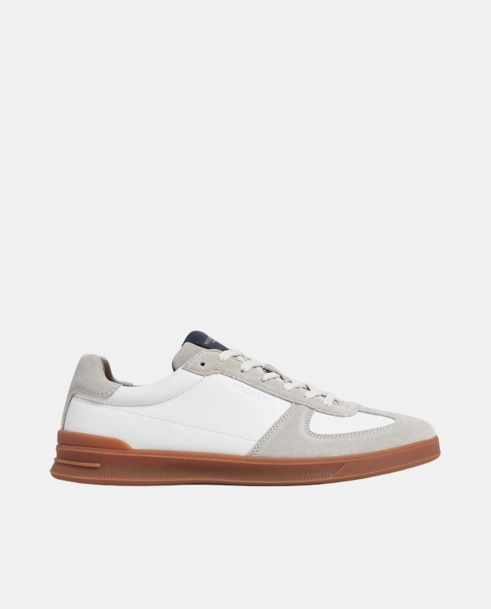 Imagen 0 de Zapatillas deportivas de hombre de cuero reciclado con paneles de ante. Blanco