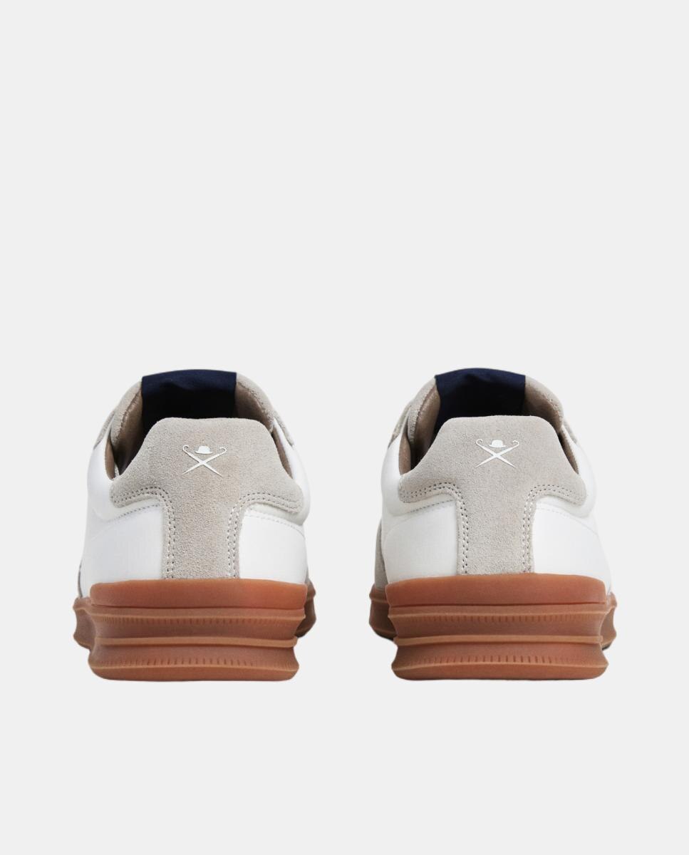 Zapatillas deportivas de hombre de cuero reciclado con paneles de ante. - Hackett - Blanco Blanco-4