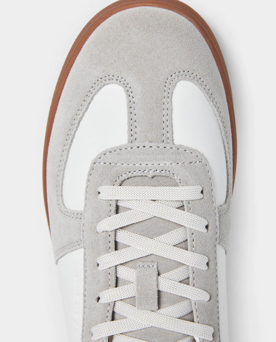 Zapatillas deportivas de hombre de cuero reciclado con paneles de ante. - Hackett - Blanco Blanco-5