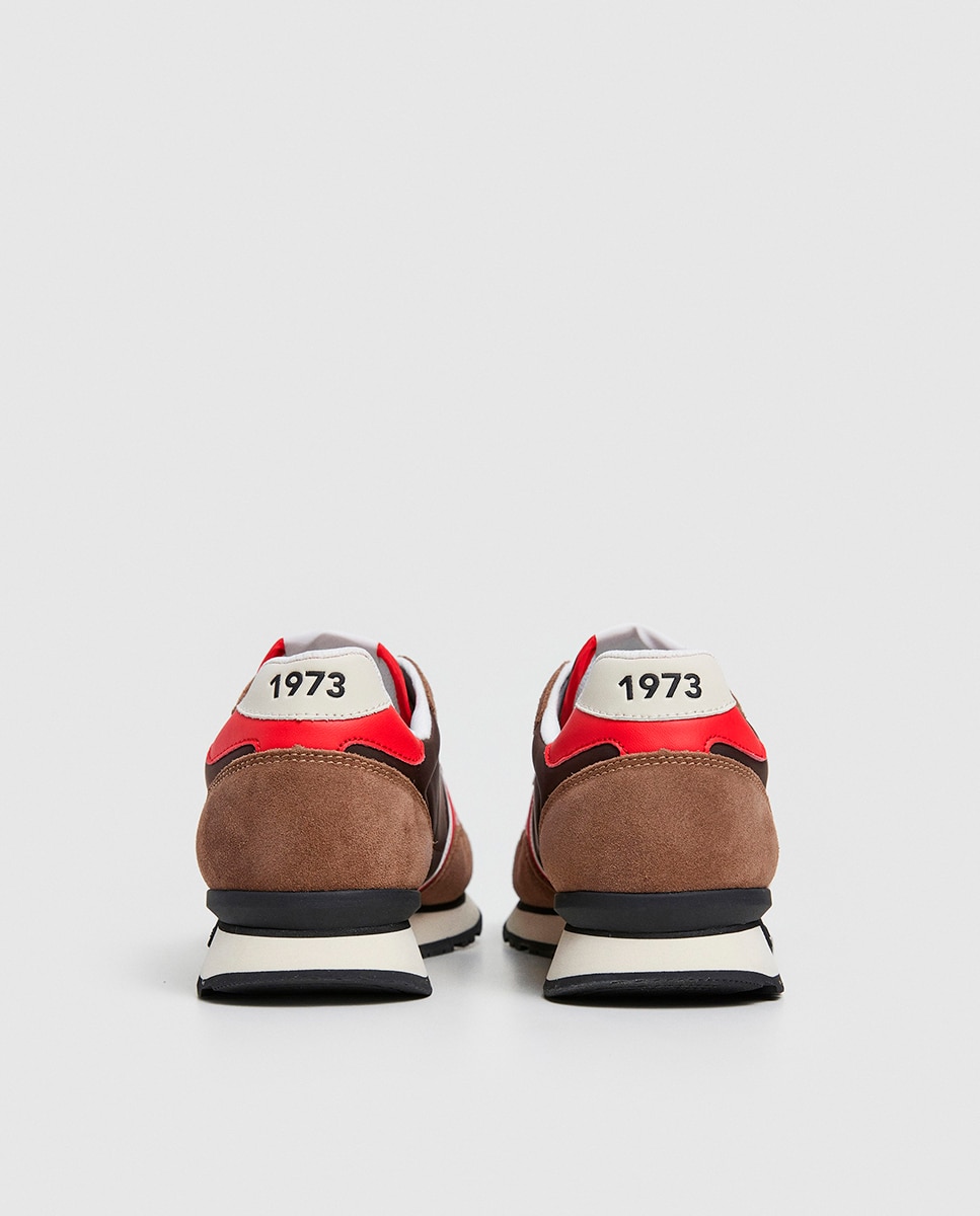 Sapatilhas Retro de Running Brit Serie com Mistura de Materiais Castanho-chocolate-4