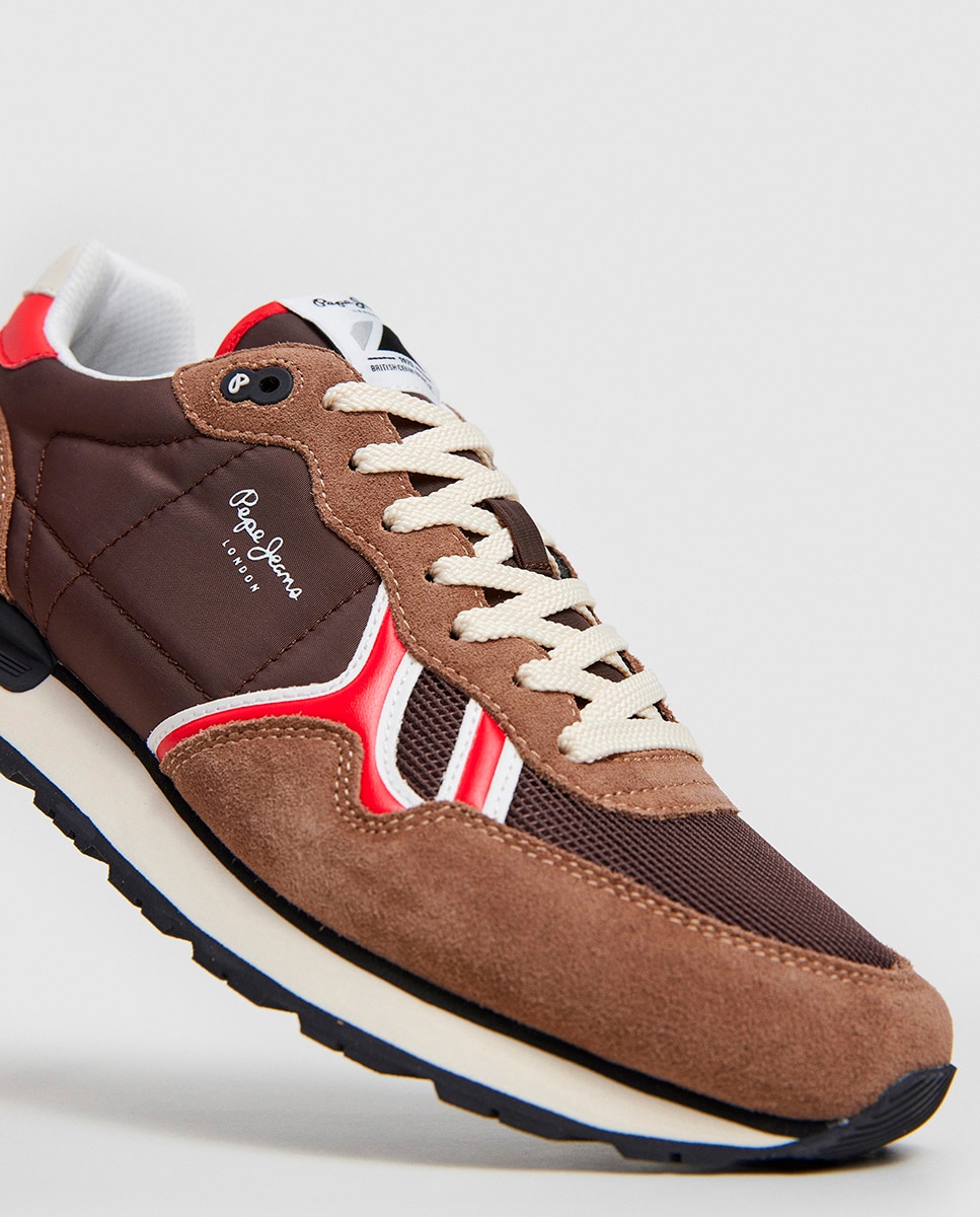 Sapatilhas Retro de Running Brit Serie com Mistura de Materiais Castanho-chocolate-5