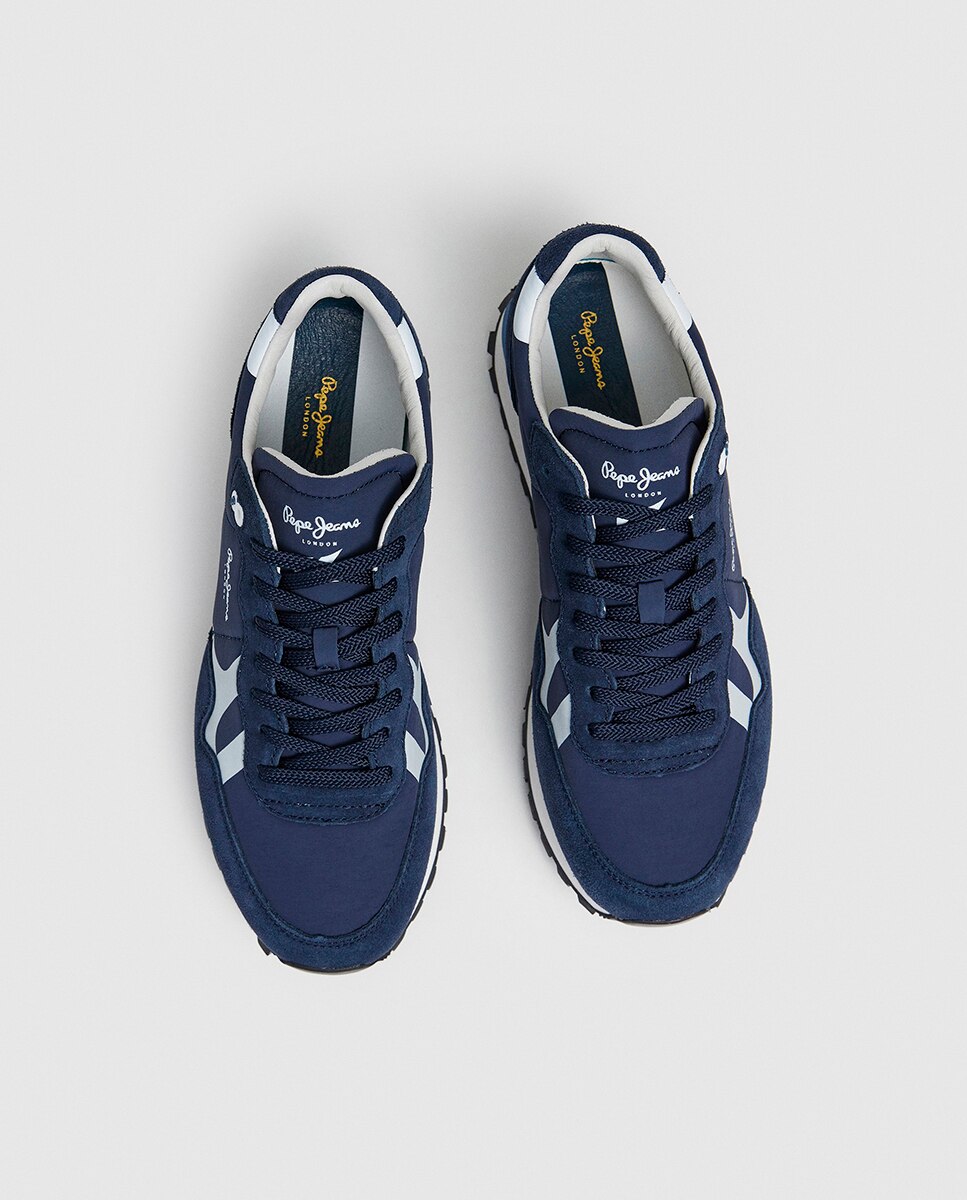 Sapatilhas Retro de Running Brit-On com Mistura de Materiais Azul-escuro-2