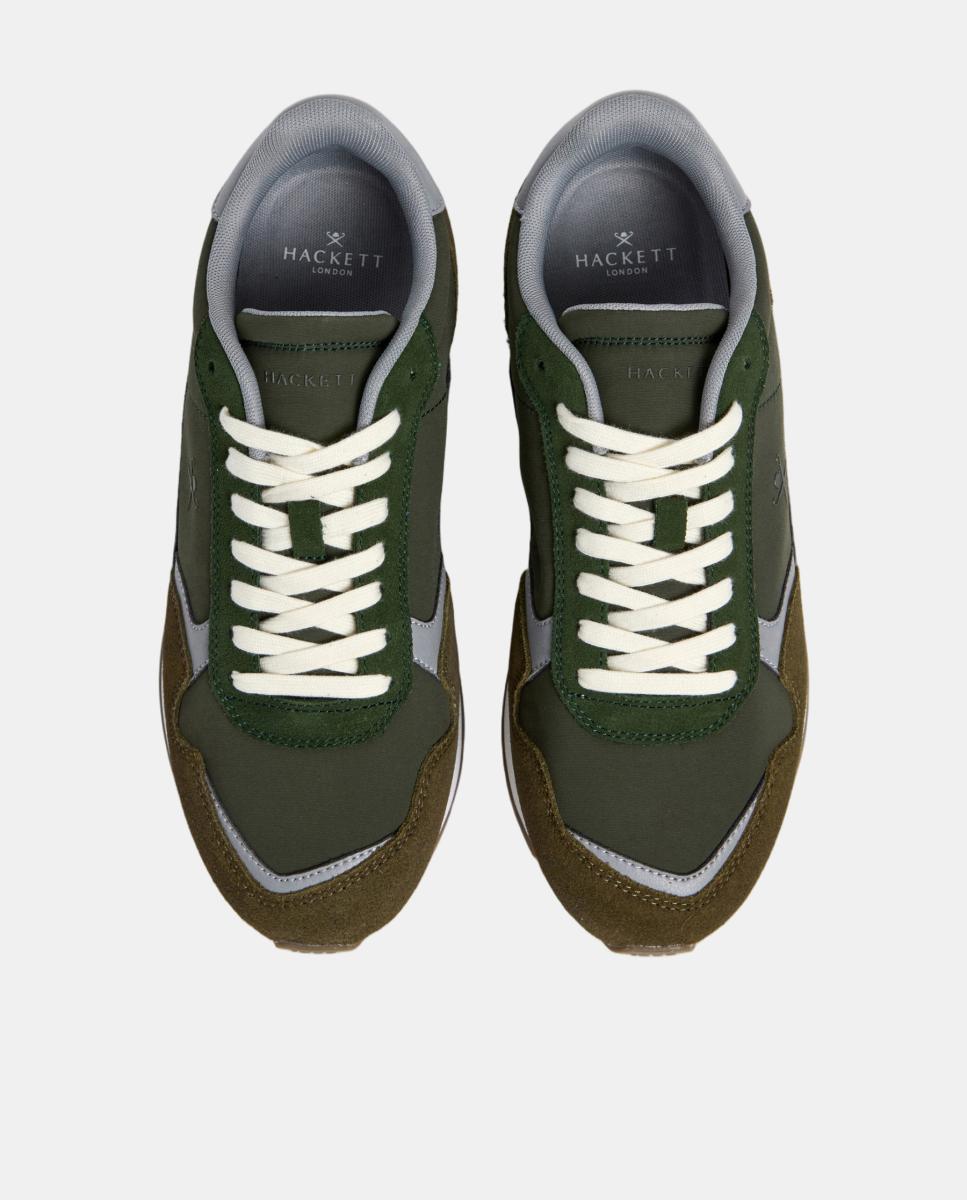 Sapatilhas Desportivas de Running em Pele e Camurça Verde-militar-2