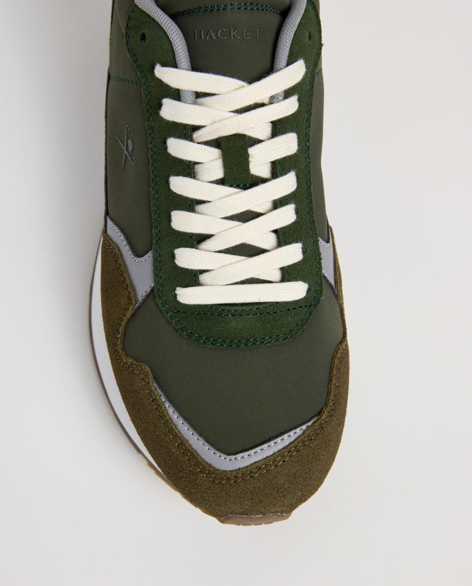 Sapatilhas Desportivas de Running em Pele e Camurça Verde-militar-5