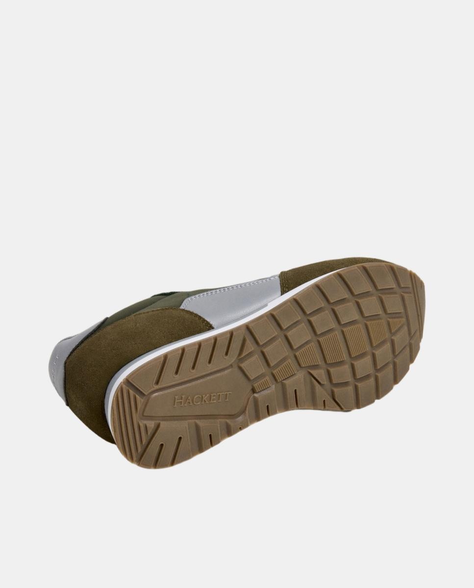 Sapatilhas Desportivas de Running em Pele e Camurça Verde-militar-6