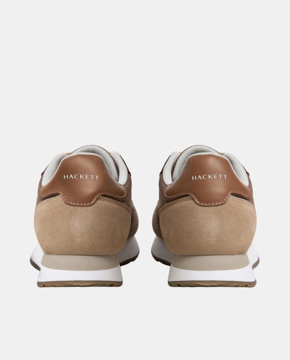 Sapatilhas Desportivas de Running em Pele e Camurça Castanho caramelo-4