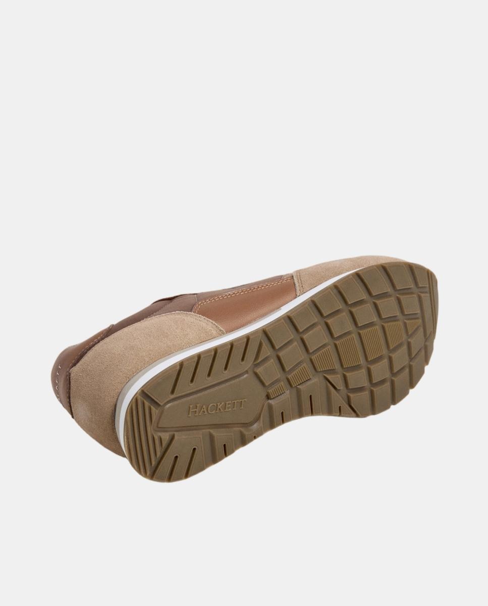 Sapatilhas Desportivas de Running em Pele e Camurça Castanho caramelo-6