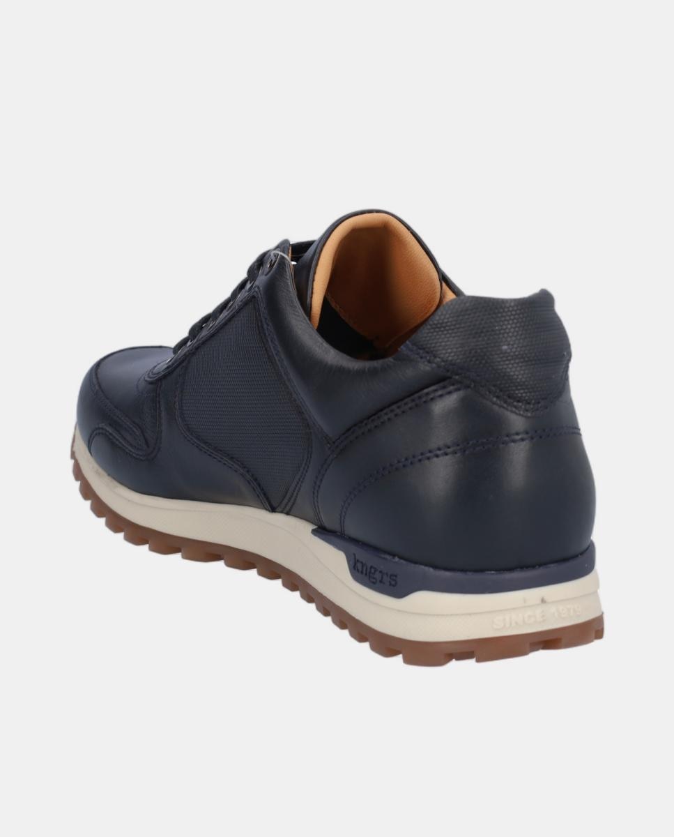 Sapatos Desportivos em Pele com Atacadores Azul-marinho-5