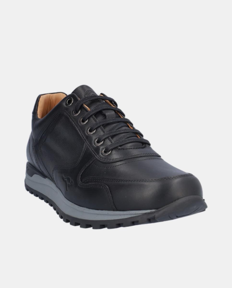 Sapatos Desportivos em Pele com Atacadores Preto-2