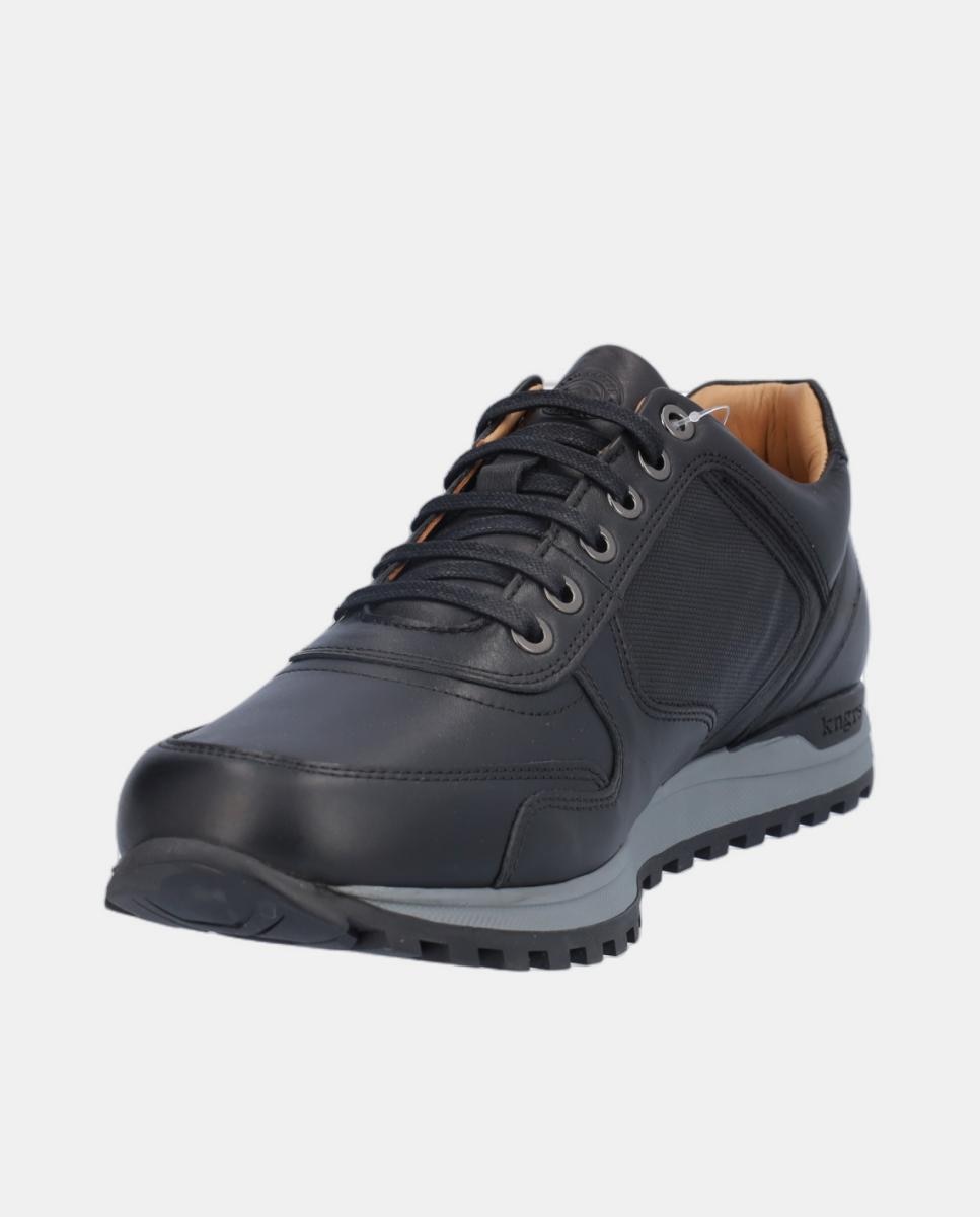 Sapatos Desportivos em Pele com Atacadores Preto-3