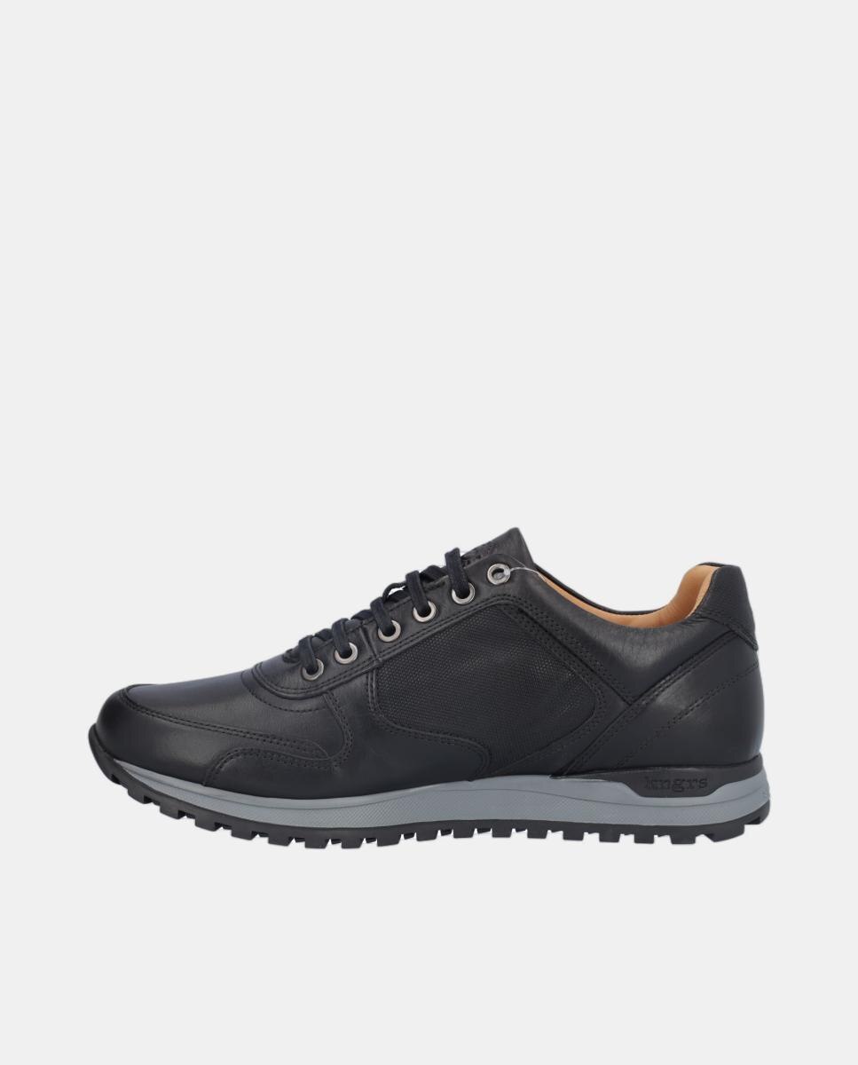 Sapatos Desportivos em Pele com Atacadores Preto-4