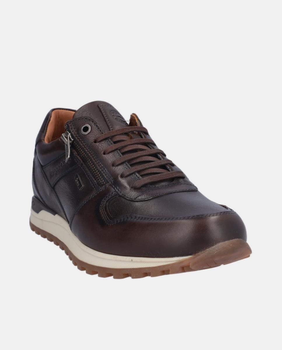 Sapatos Desportivos em Pele com Xdry e com Atacadores e Fecho de Correr Castanho-2