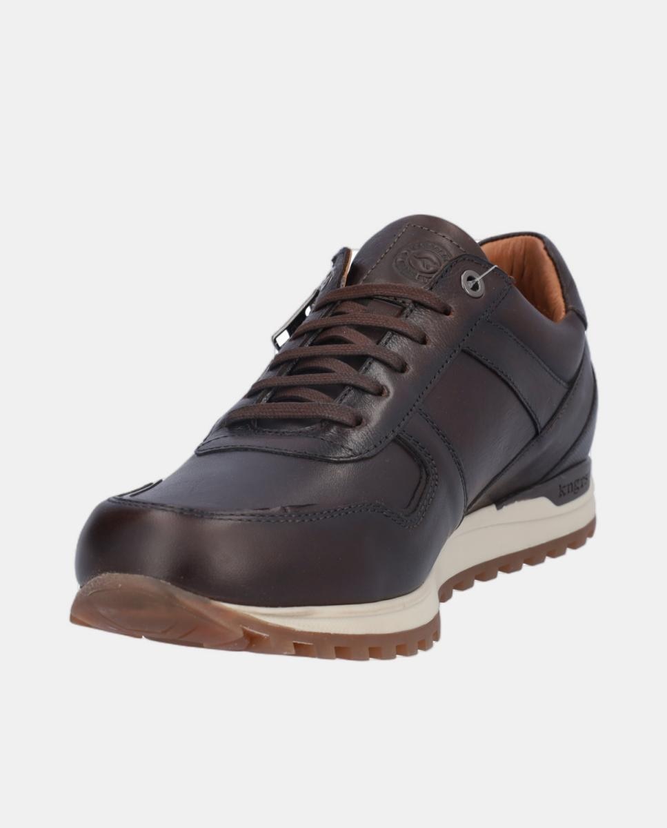 Sapatos Desportivos em Pele com Xdry e com Atacadores e Fecho de Correr Castanho-3