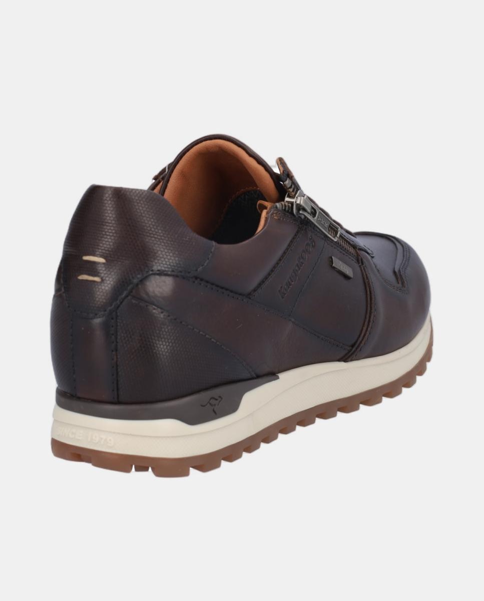 Sapatos Desportivos em Pele com Xdry e com Atacadores e Fecho de Correr Castanho-6