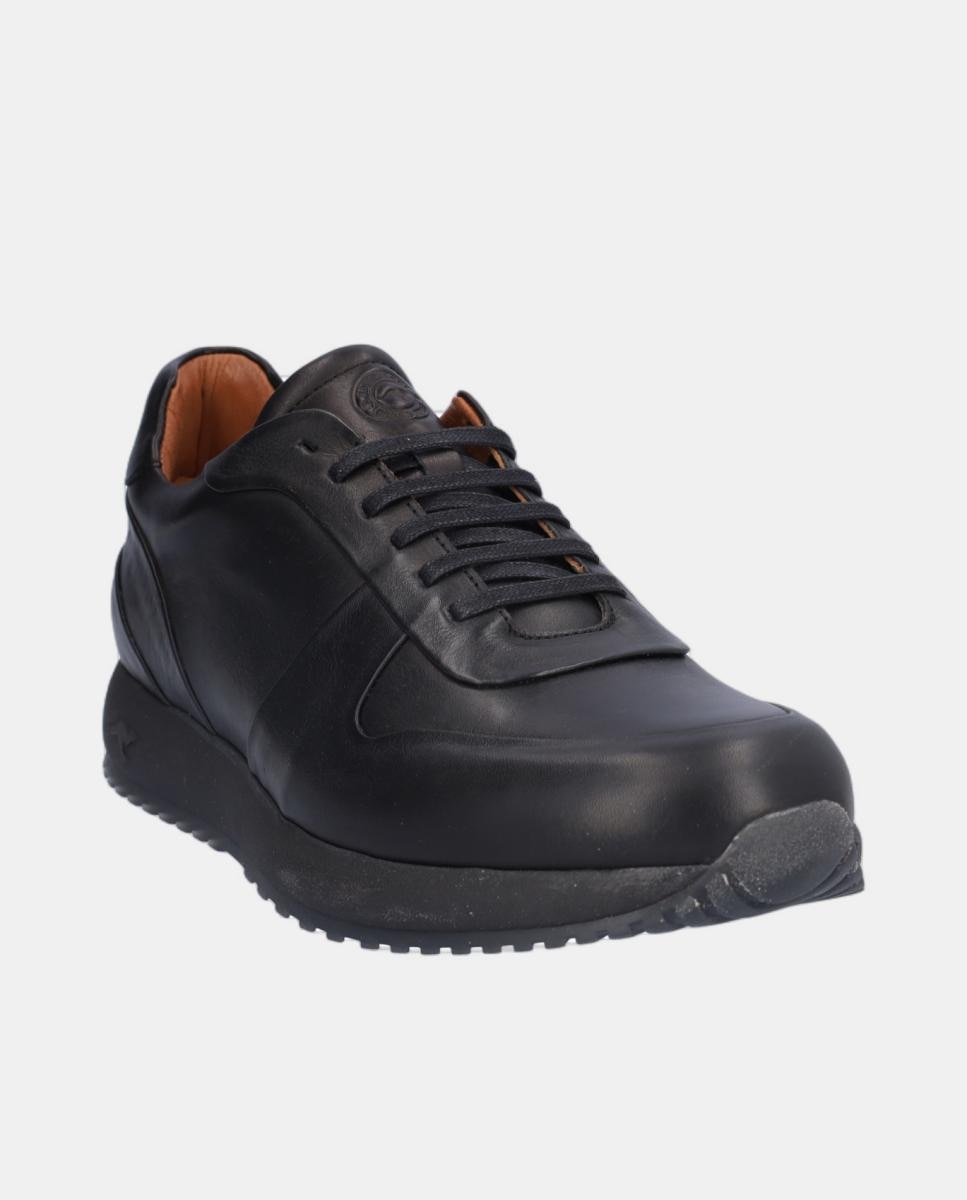 Sapatos Desportivos em Pele com Atacadores Preto-2