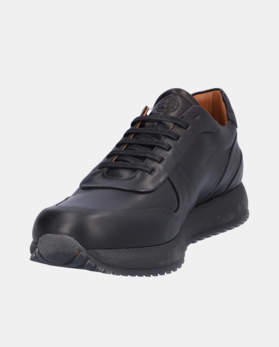 Sapatos Desportivos em Pele com Atacadores Preto-3