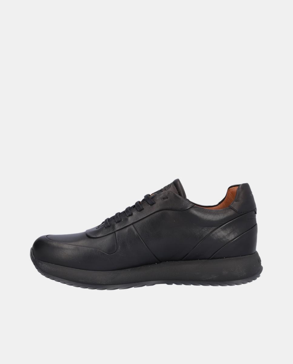 Sapatos Desportivos em Pele com Atacadores Preto-4