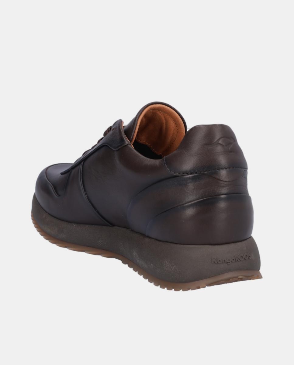 Sapatos Desportivos em Pele com Atacadores Castanho-5