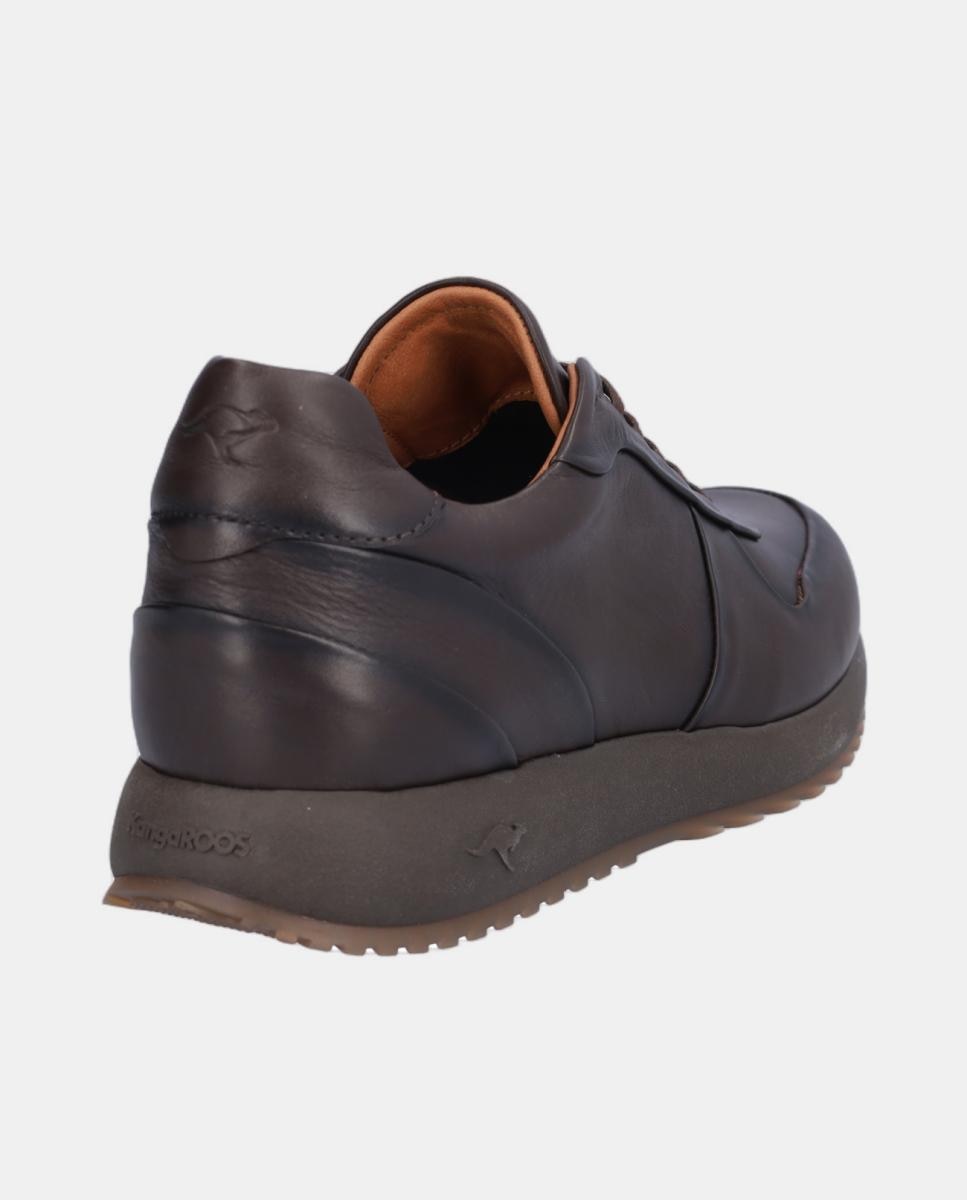 Sapatos Desportivos em Pele com Atacadores Castanho-6