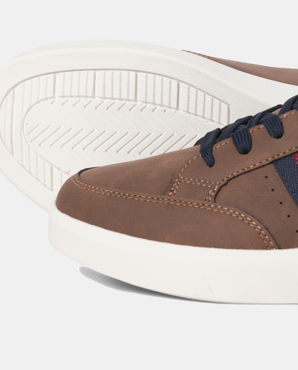 Sapatilhas tipo casual com detalhe lateral Castanho caramelo-5